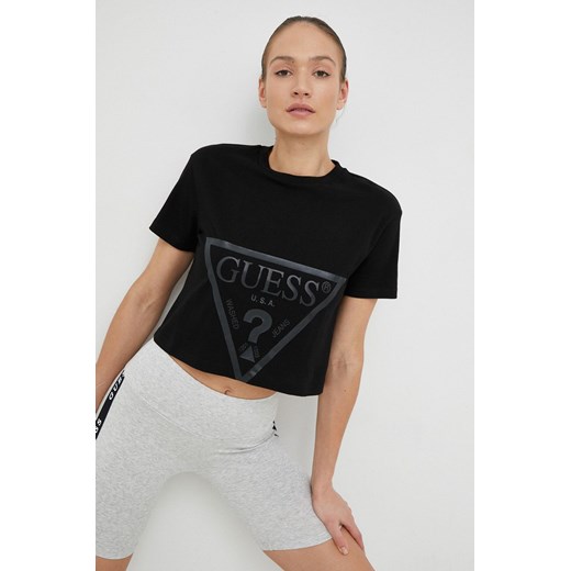 Guess t-shirt bawełniany ADELE kolor czarny V2YI06 K8HM0 ze sklepu ANSWEAR.com w kategorii Bluzki damskie - zdjęcie 154080960