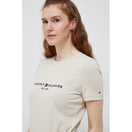 Tommy Hilfiger t-shirt bawełniany kolor beżowy Tommy Hilfiger XS ANSWEAR.com