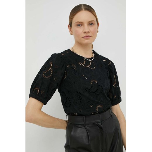 Herskind bluzka bawełniana damska kolor czarny gładka ze sklepu ANSWEAR.com w kategorii Bluzki damskie - zdjęcie 154082813