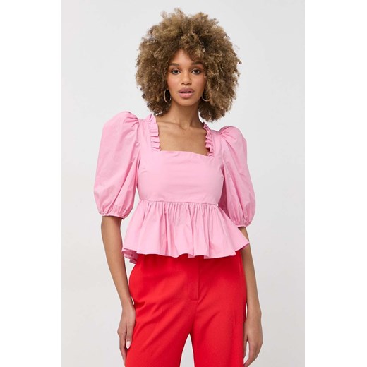 Custommade bluzka bawełniana Darine damska kolor różowy gładka ze sklepu ANSWEAR.com w kategorii Bluzki damskie - zdjęcie 154084034