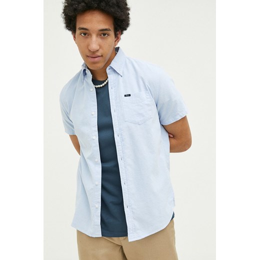 Superdry koszula bawełniana męska kolor niebieski regular z kołnierzykiem button-down ze sklepu ANSWEAR.com w kategorii Koszule męskie - zdjęcie 154084412