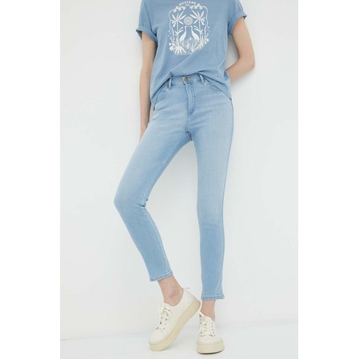 Wrangler jeansy damskie kolor niebieski ze sklepu ANSWEAR.com w kategorii Jeansy damskie - zdjęcie 154086711