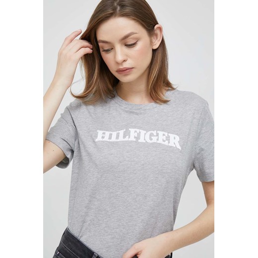Tommy Hilfiger t-shirt bawełniany kolor szary ze sklepu ANSWEAR.com w kategorii Bluzki damskie - zdjęcie 154087502