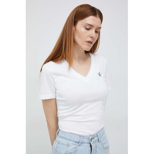 Calvin Klein Jeans t-shirt bawełniany kolor biały L ANSWEAR.com