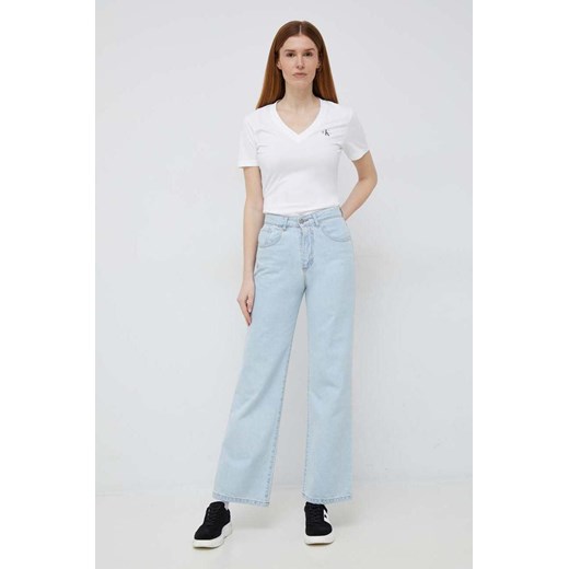 Calvin Klein Jeans t-shirt bawełniany kolor biały S ANSWEAR.com