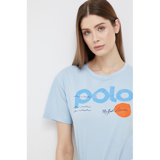 Polo Ralph Lauren t-shirt bawełniany kolor niebieski ze sklepu ANSWEAR.com w kategorii Bluzki damskie - zdjęcie 154088310
