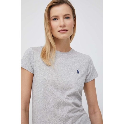 Polo Ralph Lauren t-shirt bawełniany kolor szary ze sklepu ANSWEAR.com w kategorii Bluzki damskie - zdjęcie 154088324