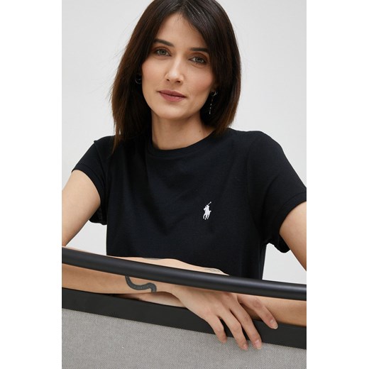 Polo Ralph Lauren t-shirt bawełniany kolor czarny ze sklepu ANSWEAR.com w kategorii Bluzki damskie - zdjęcie 154088353
