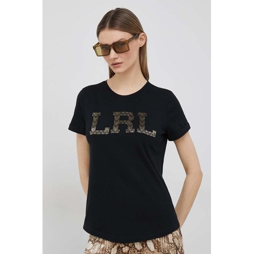 Lauren Ralph Lauren t-shirt bawełniany kolor czarny ze sklepu ANSWEAR.com w kategorii Bluzki damskie - zdjęcie 154088414