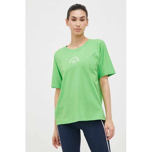 Tommy Hilfiger t-shirt bawełniany kolor zielony ze sklepu ANSWEAR.com w kategorii Bluzki damskie - zdjęcie 154092942