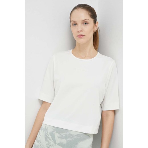 Bluzka damska Calvin Klein biała na lato casual z krótkim rękawem 