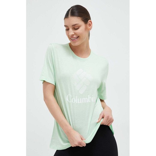 Columbia t-shirt damski kolor zielony ze sklepu ANSWEAR.com w kategorii Bluzki damskie - zdjęcie 154094064