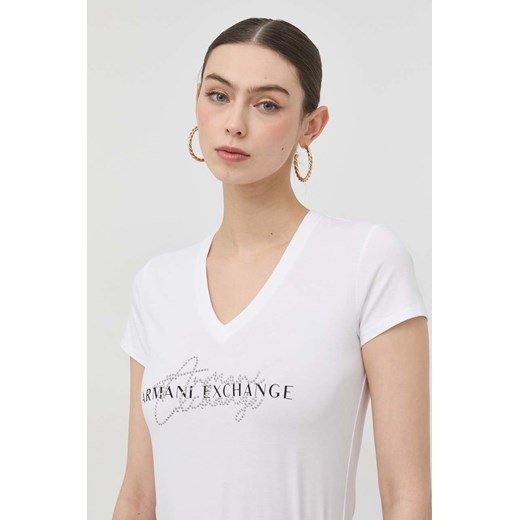 Armani Exchange t-shirt damski kolor biały ze sklepu ANSWEAR.com w kategorii Bluzki damskie - zdjęcie 154094583