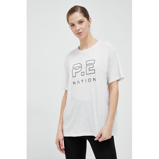 P.E Nation t-shirt bawełniany kolor szary ze sklepu ANSWEAR.com w kategorii Bluzki damskie - zdjęcie 154095374