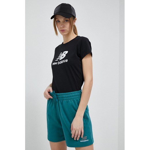 New Balance t-shirt bawełniany kolor czarny WT31546BK-6BK ze sklepu ANSWEAR.com w kategorii Bluzki damskie - zdjęcie 154095460