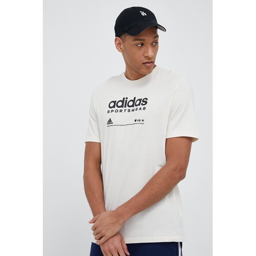 adidas t-shirt bawełniany kolor beżowy wzorzysty L ANSWEAR.com