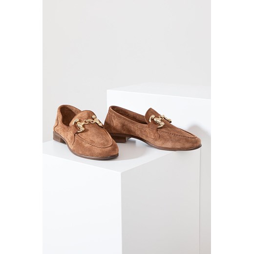 Answear Lab mokasyny zamszowe damskie kolor brązowy na płaskim obcasie Answear Lab 39 ANSWEAR.com