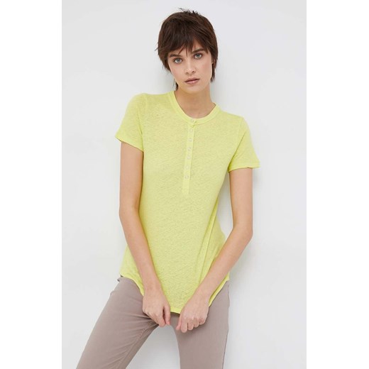 Mos Mosh t-shirt lniany kolor żółty Mos Mosh XS ANSWEAR.com