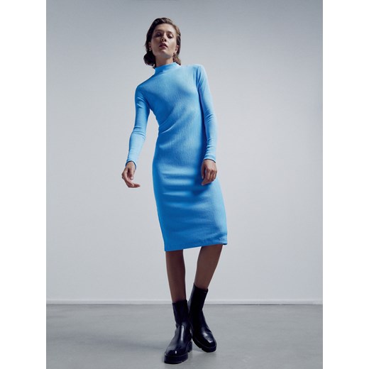 Reserved - Sukienka z recyklingowanego poliestru - Niebieski Reserved XL okazyjna cena Reserved