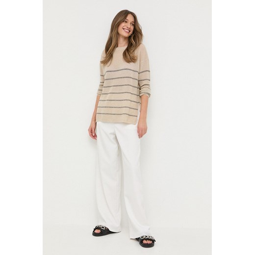 Max Mara Leisure sweter z domieszką lnu kolor beżowy lekki XS ANSWEAR.com