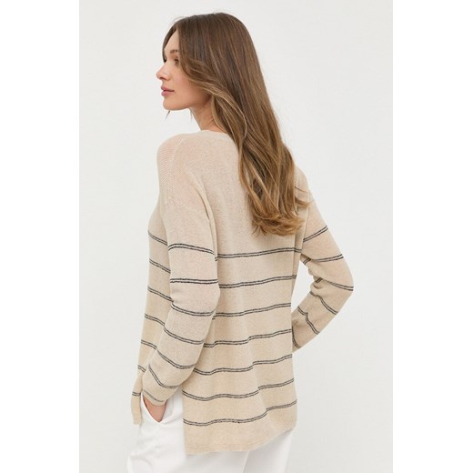 Max Mara Leisure sweter z domieszką lnu kolor beżowy lekki S ANSWEAR.com