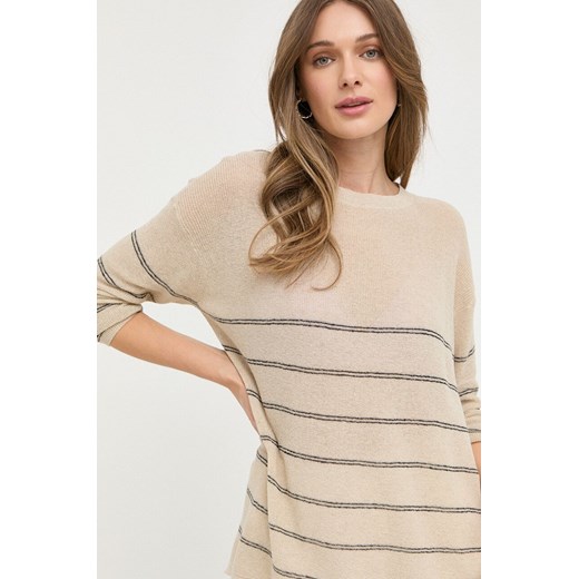 Max Mara Leisure sweter z domieszką lnu kolor beżowy lekki L ANSWEAR.com