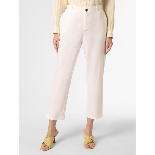 Franco Callegari Spodnie z dodatkiem lnu Kobiety Bawełna biały jednolity ze sklepu vangraaf w kategorii Spodnie damskie - zdjęcie 154108304