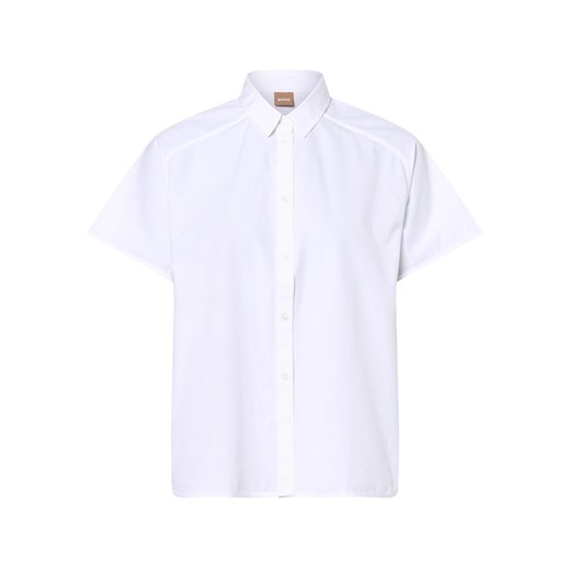 BOSS Bluzka damska Kobiety Bawełna biały jednolity ze sklepu vangraaf w kategorii Koszule damskie - zdjęcie 154174554