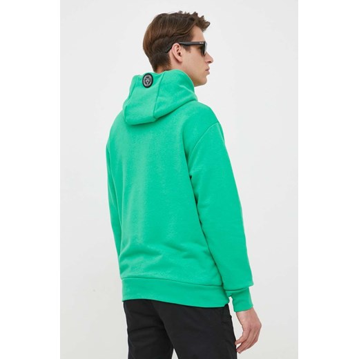 PLEIN SPORT bluza męska kolor zielony z kapturem z nadrukiem Plein Sport XXL ANSWEAR.com