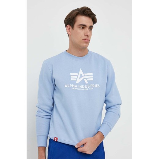 Alpha Industries bluza męska kolor niebieski z nadrukiem ze sklepu ANSWEAR.com w kategorii Bluzy męskie - zdjęcie 154176084