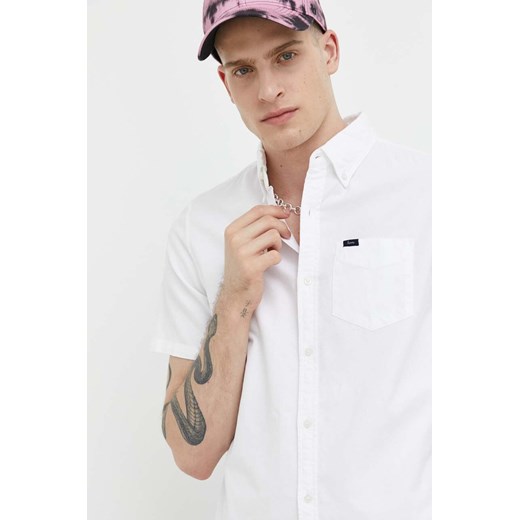 Superdry koszula bawełniana męska kolor biały regular z kołnierzykiem button-down ze sklepu ANSWEAR.com w kategorii Koszule męskie - zdjęcie 154198302