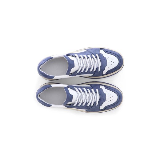 Buty sportowe damskie niebieskie Kennel & Schmenger sneakersy płaskie sznurowane ze skóry 