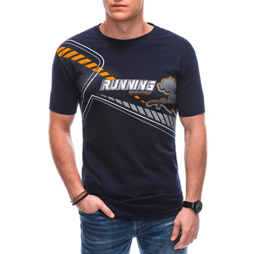 T-shirt męski z nadrukiem 1800S - granatowy Edoti.com M Edoti