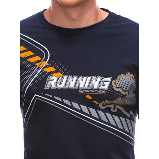 T-shirt męski z nadrukiem 1800S - granatowy Edoti.com M Edoti