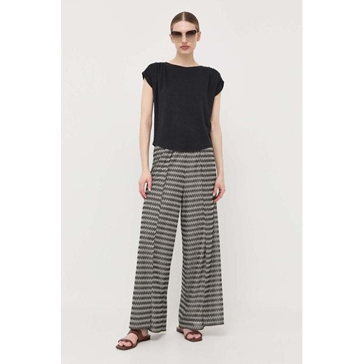 Max Mara Leisure t-shirt lniany kolor czarny S ANSWEAR.com