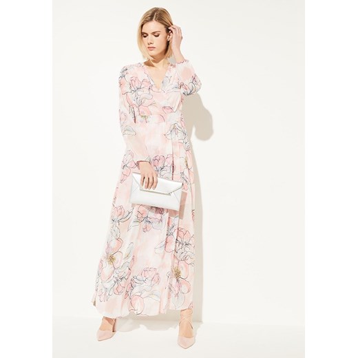 COMMA Różowa sukienka maxi wzór (42) 42 (XL) SUPELO
