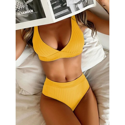 SHEIN Żółty prążkowany komplet bikini (L) 40 (L) SUPELO