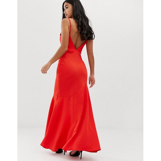 ASO PETITE Czerwona satynowa suknia wieczorowa (32) Aso Petite 32 (XXS) SUPELO