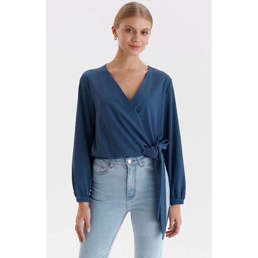 Kopertowa bluzka damska z wiązaniem w kolorze niebieskim SBD1429, Kolor Top Secret 38 Primodo