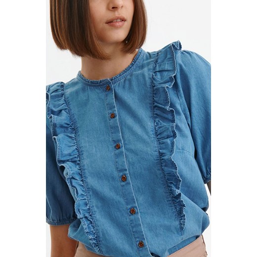 Jeansowa koszula damska z krótkim rękawem  SBK2794, Kolor niebieski, Rozmiar 36, Top Secret 40 Primodo