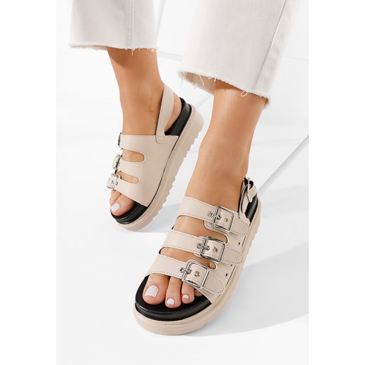 Beżowe sandały na platformie Edena ze sklepu Zapatos w kategorii Sandały damskie - zdjęcie 154320830