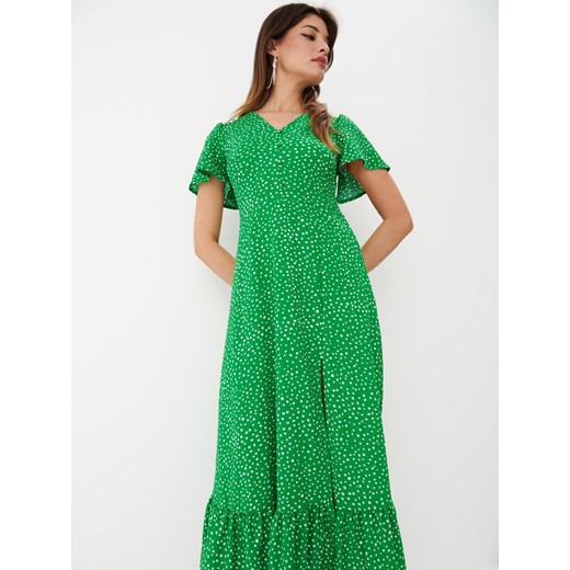 Sukienka zielona Mohito elegancka z krótkim rękawem midi 