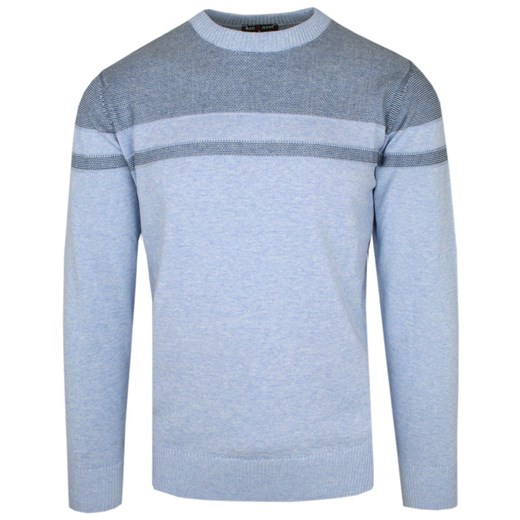 Klasyczny Sweter - Wełna z Akrylem - Pako Jeans - Niebieski SWPJNSsolidBL ze sklepu JegoSzafa.pl w kategorii Swetry męskie - zdjęcie 154356760