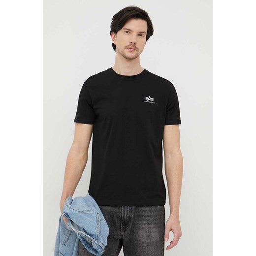 Alpha Industries t-shirt bawełniany Basic T Small Logo kolor czarny z nadrukiem 188505.03 ze sklepu ANSWEAR.com w kategorii T-shirty męskie - zdjęcie 154363263