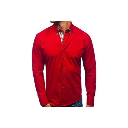 Koszula męska z długim rękawem czerwona Bolf 3762 L Denley