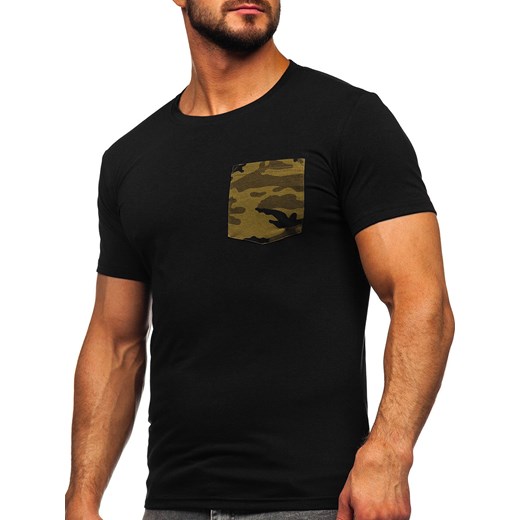 T-shirt męski Denley w wojskowym stylu z poliestru z nadrukami 