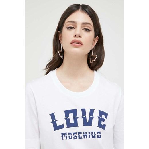 Love Moschino t-shirt bawełniany kolor biały ze sklepu ANSWEAR.com w kategorii Bluzki damskie - zdjęcie 154376930