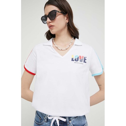 Love Moschino t-shirt damski kolor biały ze sklepu ANSWEAR.com w kategorii Bluzki damskie - zdjęcie 154389643