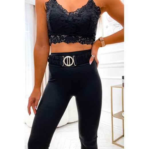 CZARNE LEGGINSY Z OZDOBNYM PASKIEM Olika uniwersalny olika.com.pl