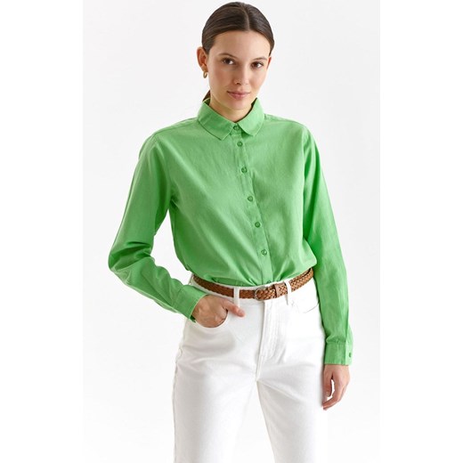 Bawełniana koszula damska z dodatkiem lnu w kolorze zielonym  SKL3430, Kolor Top Secret 40 Primodo